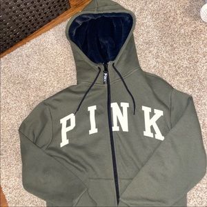 ‼️Army Green XS PINK Victoria Secret Zip up ‼️